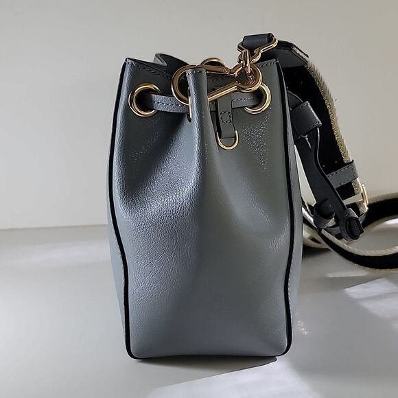 Marc Jacobs The Leather Bucket Bag In Slate Blue Crossbody - Picture 5 of 10